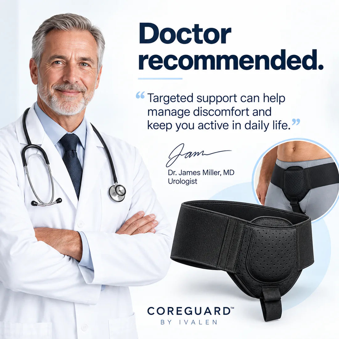 A doctor recommending targeted support to help manage discomfort and stay active in daily life