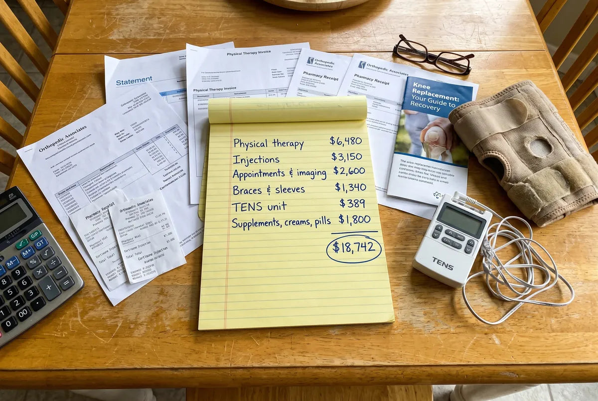 Medical bills and a notepad adding up to $18,742